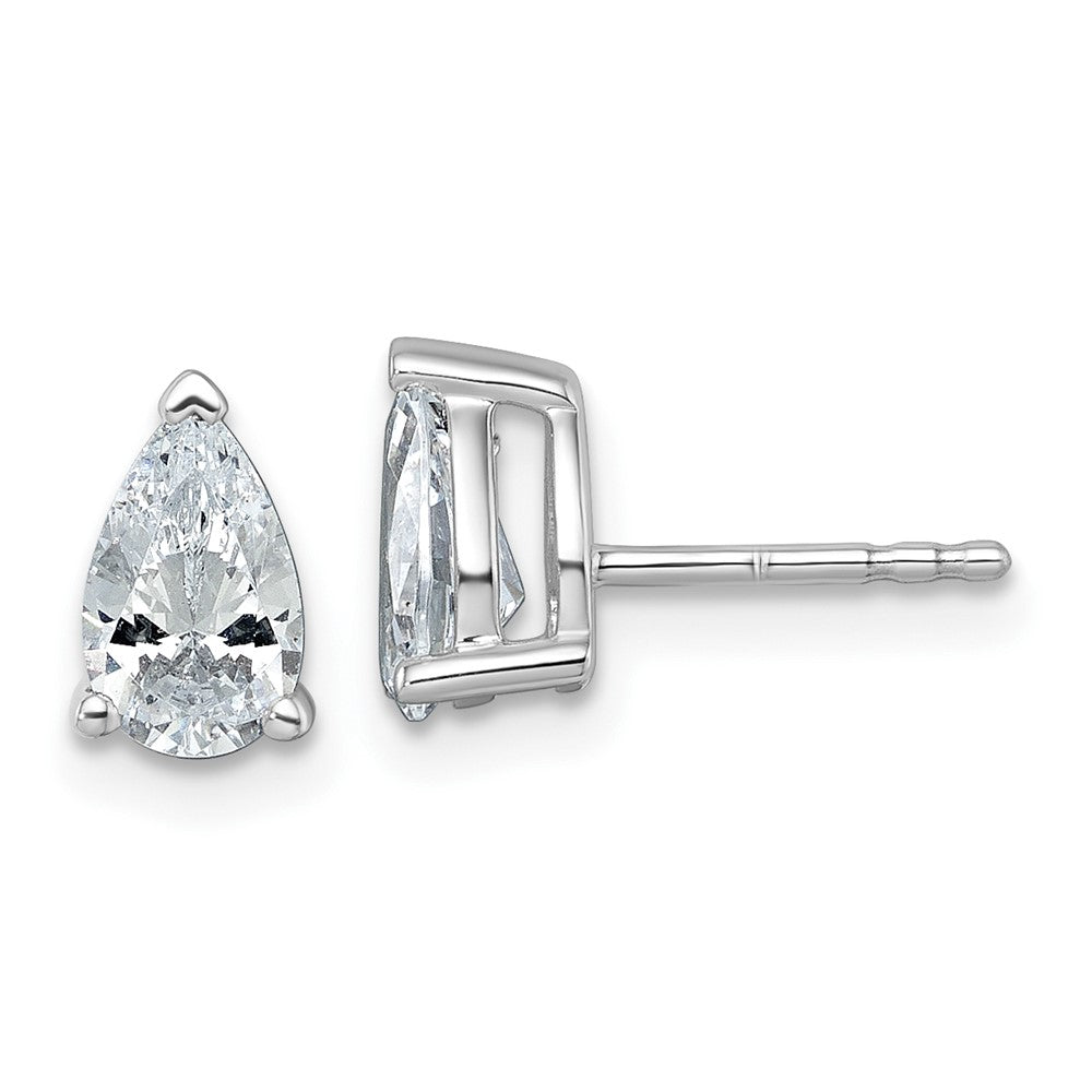 14K White Gold 1 1/2 Carat Certified Lab Grown Diamond Vs+ F+ Complete Pear Three Prong Stud Earrings