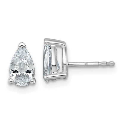 14K White Gold 1 1/2 Carat Certified Lab Grown Diamond Vs+ F+ Complete Pear Three Prong Stud Earrings
