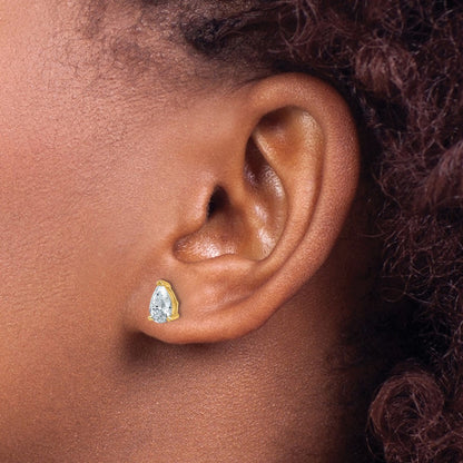 14k Yellow Gold 1 1/2 Ct. Lab Grown Diamond VS/SI+ G+ Pear Complete Stud Post Earrings