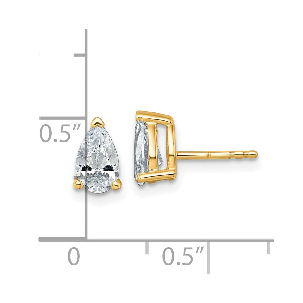 14k Yellow Gold 1 1/2 Ct. Lab Grown Diamond VS/SI+ G+ Pear Complete Stud Post Earrings