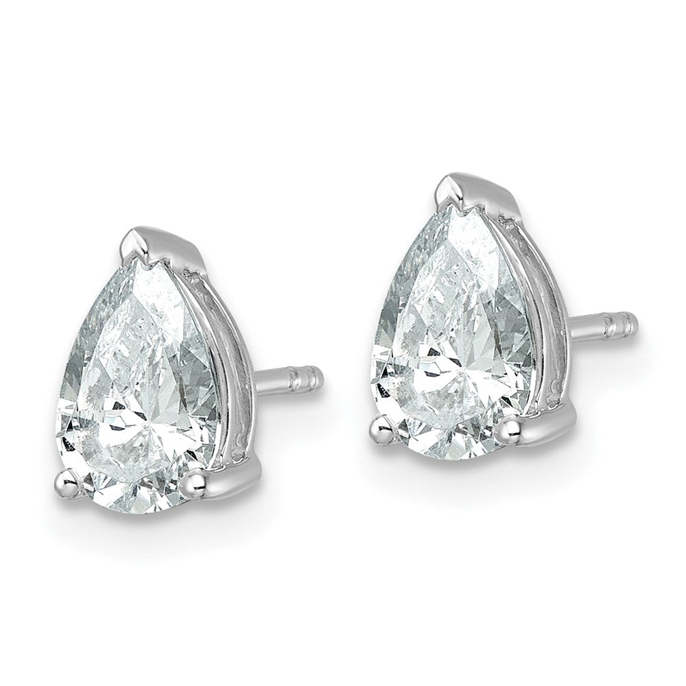 14k White Gold 2 Ct. Lab Grown Diamond VS/SI+ G+ Pear Complete Stud Post Earrings