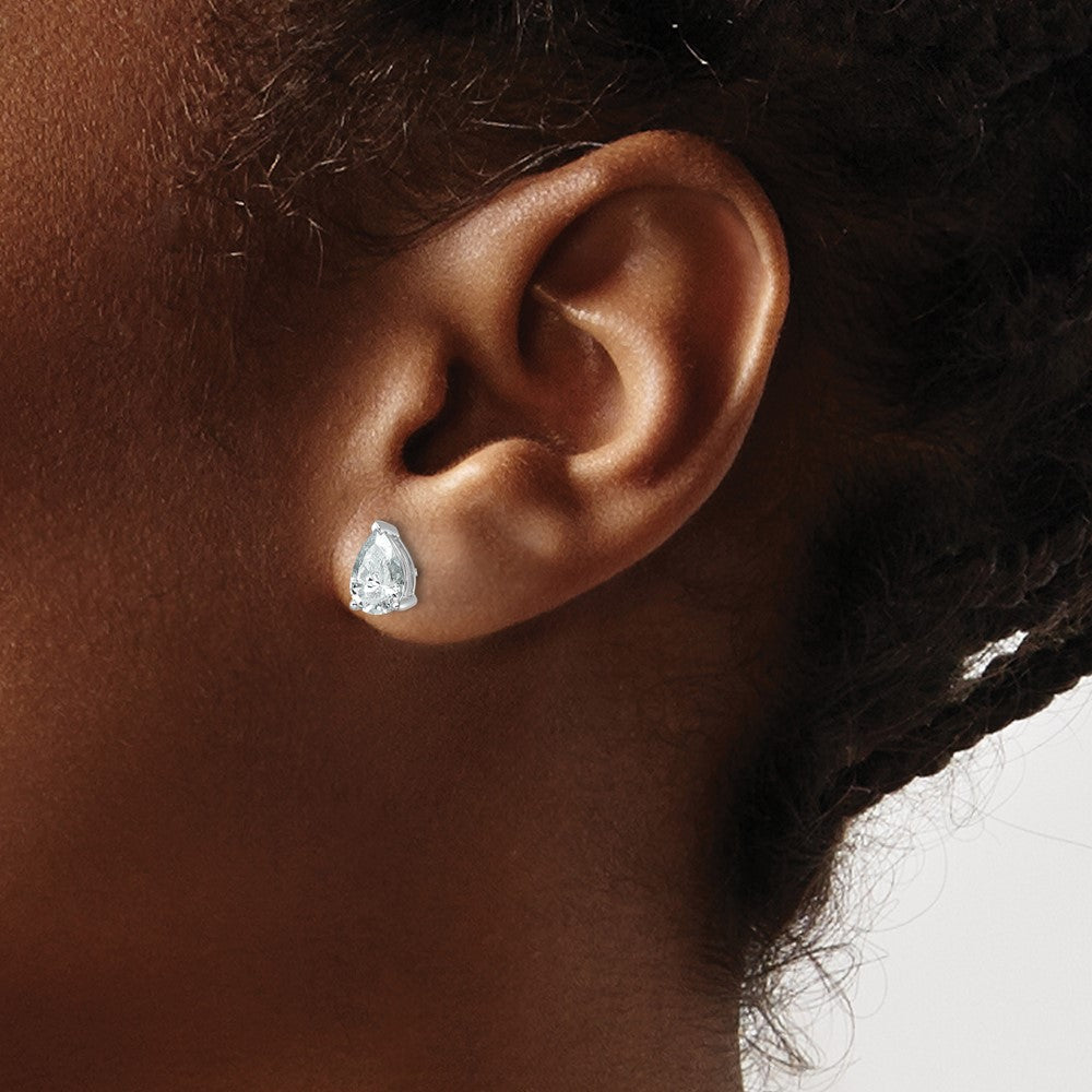 14k White Gold 2 Ct. Lab Grown Diamond VS/SI+ G+ Pear Complete Stud Post Earrings