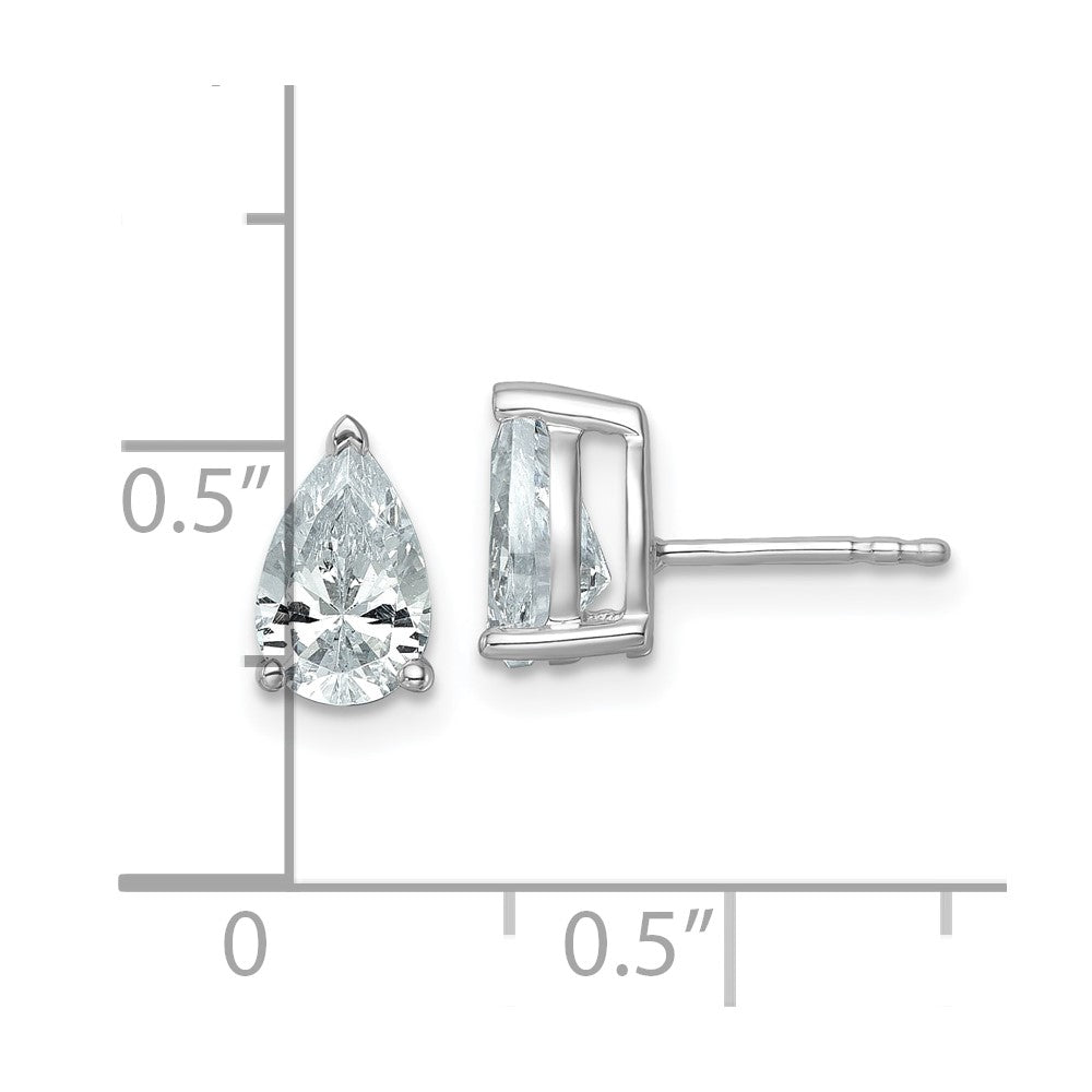 14k White Gold 2 Ct. Lab Grown Diamond VS/SI+ G+ Pear Complete Stud Post Earrings