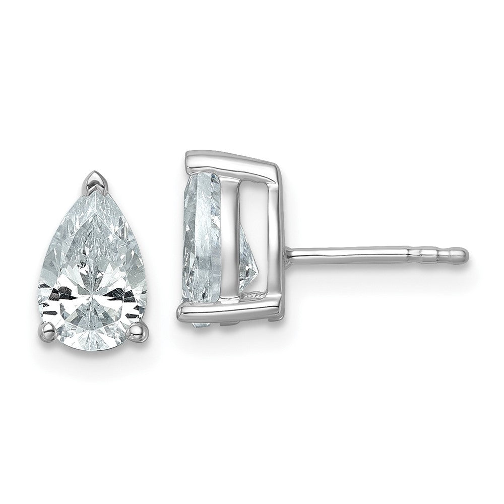 14k White Gold 2 Ct. Lab Grown Diamond VS/SI+ G+ Pear Complete Stud Post Earrings