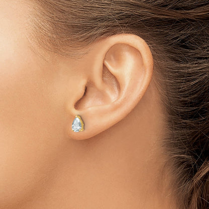 14K Yellow Gold 2 Carat Certified Lab Grown Diamond Vs+ F+ Complete Pear Three Prong Stud Earrings