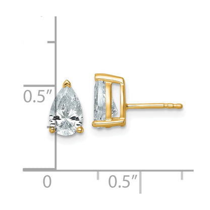 14K Yellow Gold 2 Carat Certified Lab Grown Diamond Vs+ F+ Complete Pear Three Prong Stud Earrings