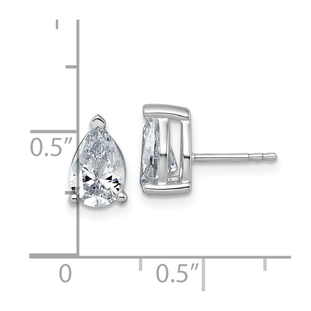 14K White Gold 2 Carat Certified Lab Grown Diamond Vs+ F+ Complete Pear Three Prong Stud Earrings