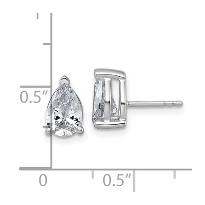 14K White Gold 2 Carat Certified Lab Grown Diamond Vs+ F+ Complete Pear Three Prong Stud Earrings