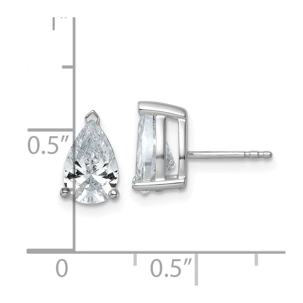 14K White Gold 3 Carat Lab Grown Diamond Vs/Si+ G+ Complete Pear Three Prong Stud Earrings
