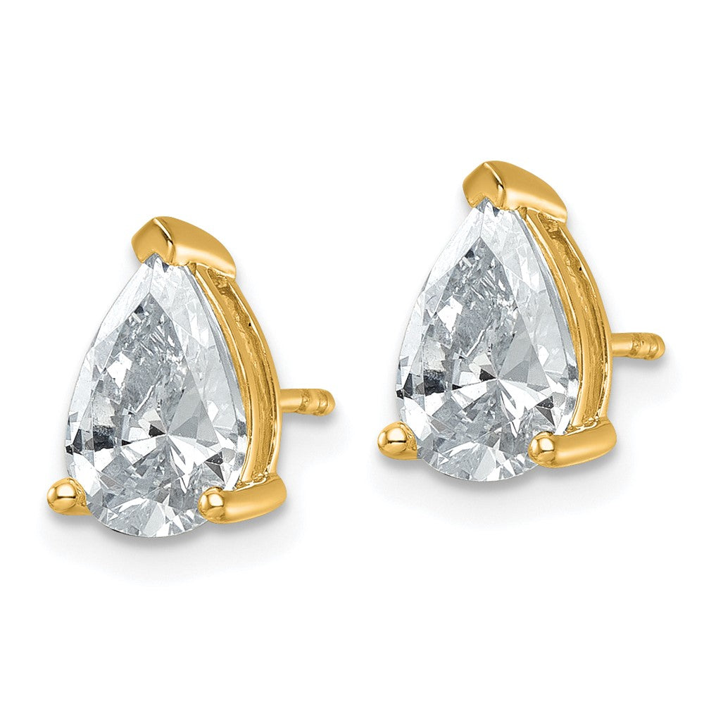 14k Yellow Gold 3 ctw Lab Grown Diamond VS/SI+ G+ Pear 4 Prong Heavy Wt. Stud Earrings