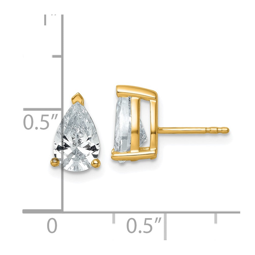 14k Yellow Gold 3 ctw Lab Grown Diamond VS/SI+ G+ Pear 4 Prong Heavy Wt. Stud Earrings