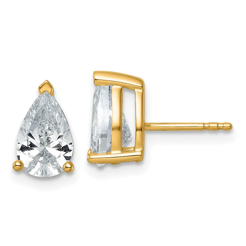 14k Yellow Gold 3 ctw Lab Grown Diamond VS/SI+ G+ Pear 4 Prong Heavy Wt. Stud Earrings