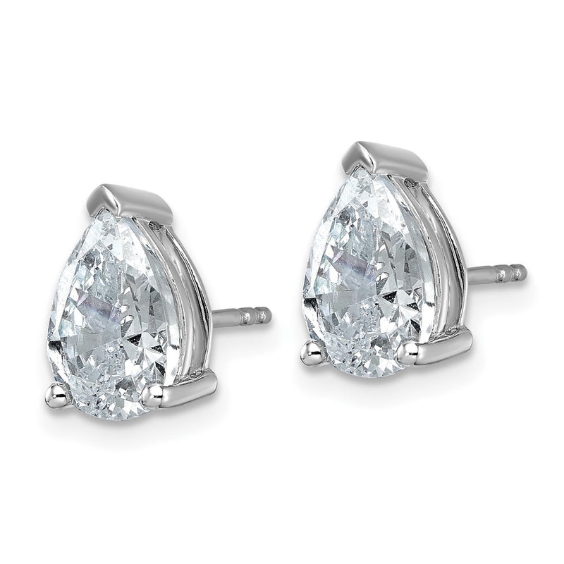 14K White Gold 4 Carat Certified Lab Grown Diamond Vs+ F+ Complete Pear Three Prong Stud Earrings