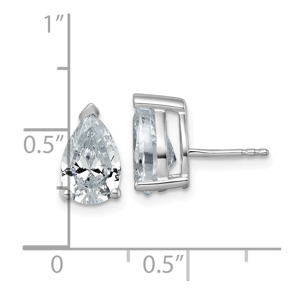 14K White Gold 4 Carat Certified Lab Grown Diamond Vs+ F+ Complete Pear Three Prong Stud Earrings