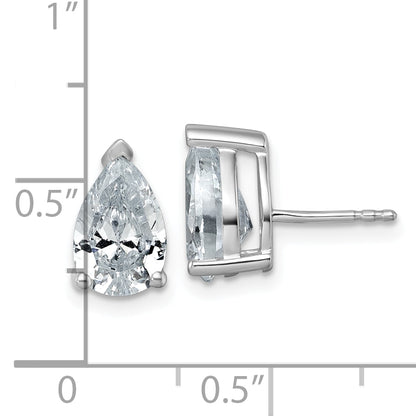 14K White Gold 4 Carat Certified Lab Grown Diamond Vs+ F+ Complete Pear Three Prong Stud Earrings