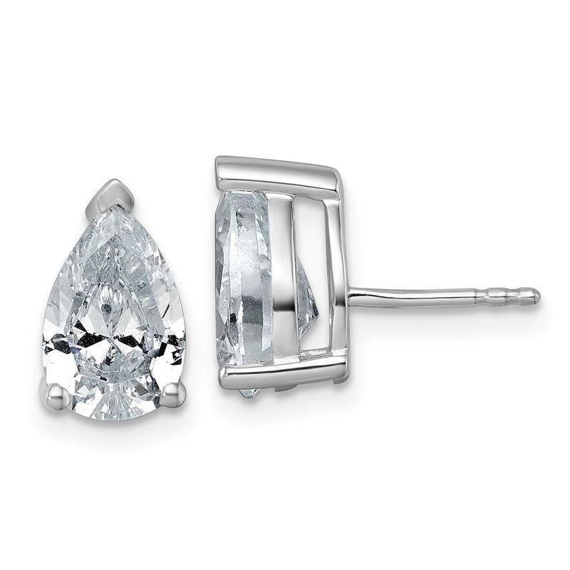 14K White Gold 4 Carat Certified Lab Grown Diamond Vs+ F+ Complete Pear Three Prong Stud Earrings
