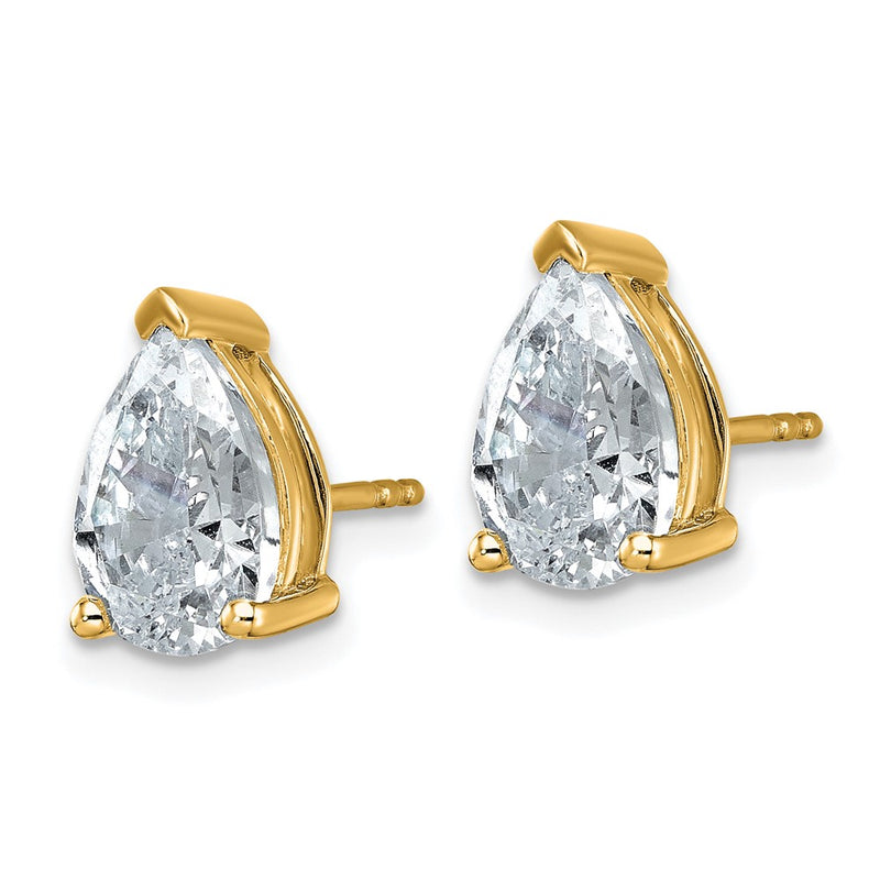 14k Yellow Gold 4 ctw Certified Lab Grown Diamond VS/SI+ G+ Pear 4 Prong Heavy Wt. Stud Earrings