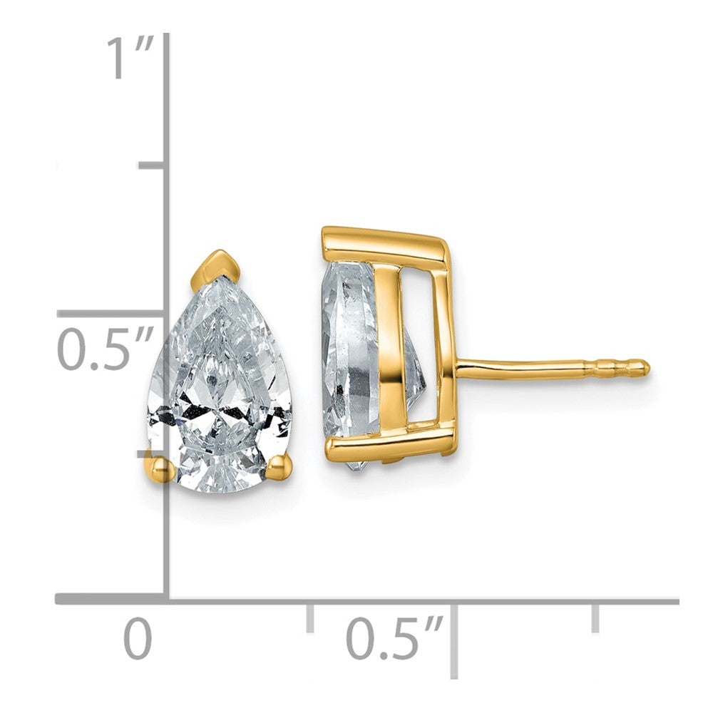 14k Yellow Gold 4 ctw Lab Grown Diamond VS/SI+ G+ Pear 4 Prong Heavy Wt. Stud Earrings