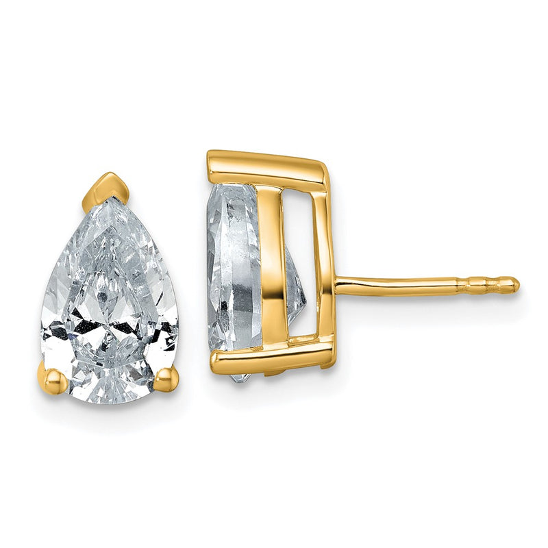 14k Yellow Gold 4 ctw Certified Lab Grown Diamond VS/SI+ G+ Pear 4 Prong Heavy Wt. Stud Earrings