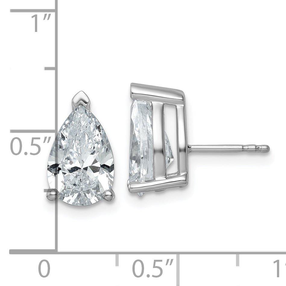 14k White Gold 5 Ct. Certified Lab Grown Diamond VS/SI+ G+ Pear Complete Stud Post Earrings