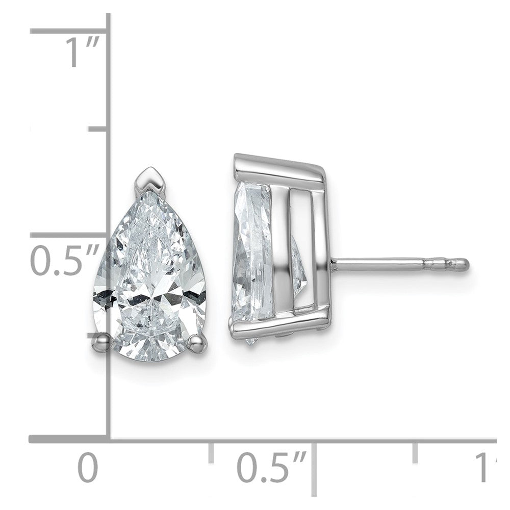 14K White Gold 5 Carat Lab Grown Diamond Vs+ F+ Complete Pear Three Prong Stud Earrings