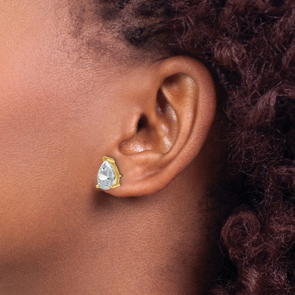 14k Yellow Gold 5 ctw Certified Lab Grown Diamond VS/SI+ G+ Pear 4 Prong Heavy Wt. Stud Earrings