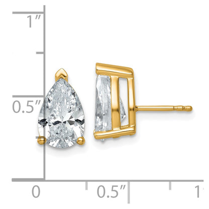 14k Yellow Gold 5 ctw Certified Lab Grown Diamond VS/SI+ G+ Pear 4 Prong Heavy Wt. Stud Earrings