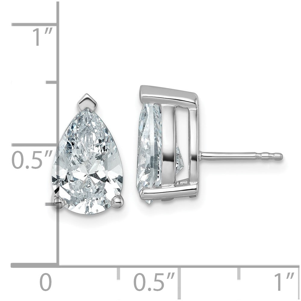 14k White Gold 6 ctw Certified Lab Grown Diamond VS/SI+ G+ Pear 4 Prong Heavy Wt. Stud Earrings