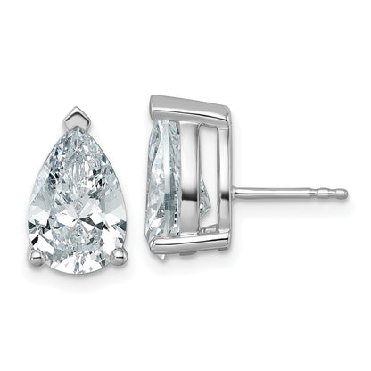 14k White Gold 6 ctw Lab Grown Diamond VS/SI+ G+ Pear 4 Prong Heavy Wt. Stud Earrings