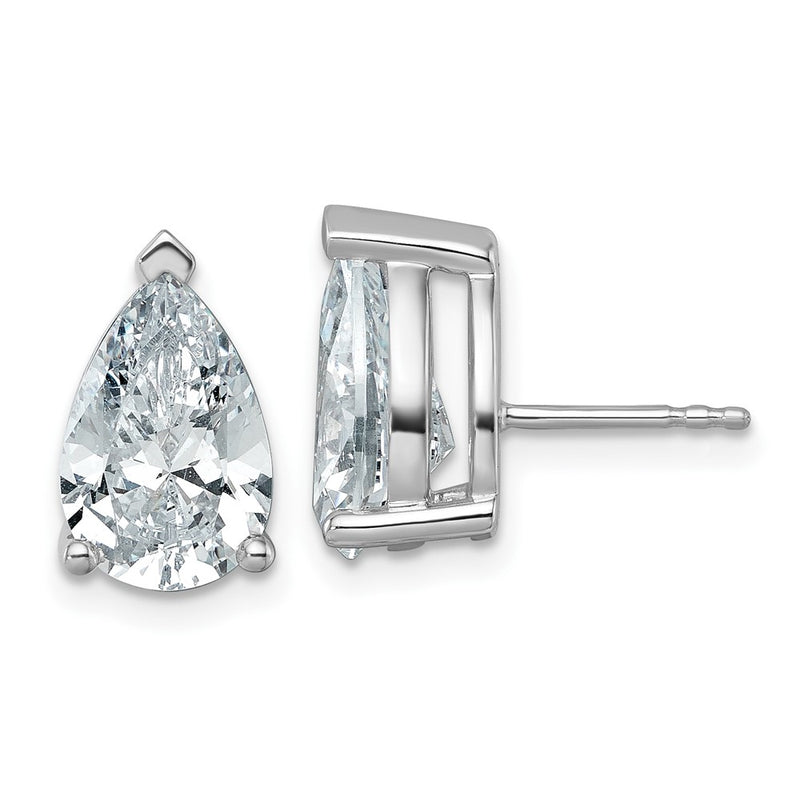 14K White Gold 6 Carat Certified Lab Grown Diamond Vs+ F+ Complete Pear Three Prong Stud Earrings