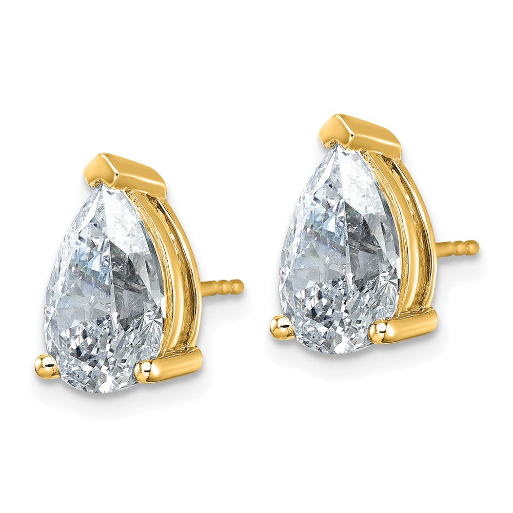 14K Yellow Gold 6 Carat Certified Lab Grown Diamond Vs+ F+ Complete Pear Three Prong Stud Earrings