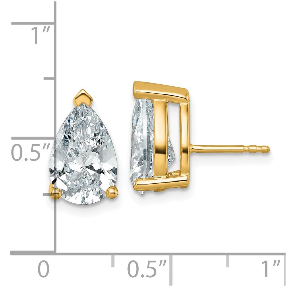 14k Yellow Gold 6 ctw Certified Lab Grown Diamond VS/SI+ G+ Pear 4 Prong Heavy Wt. Stud Earrings