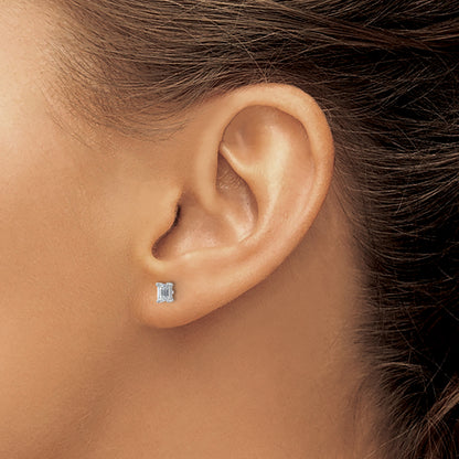 14K White Gold 1/2 Ctw Certified Lab Grown Diamond Vs+ F+ Emerald 4 Prong Heavy Wt. Stud Earrings