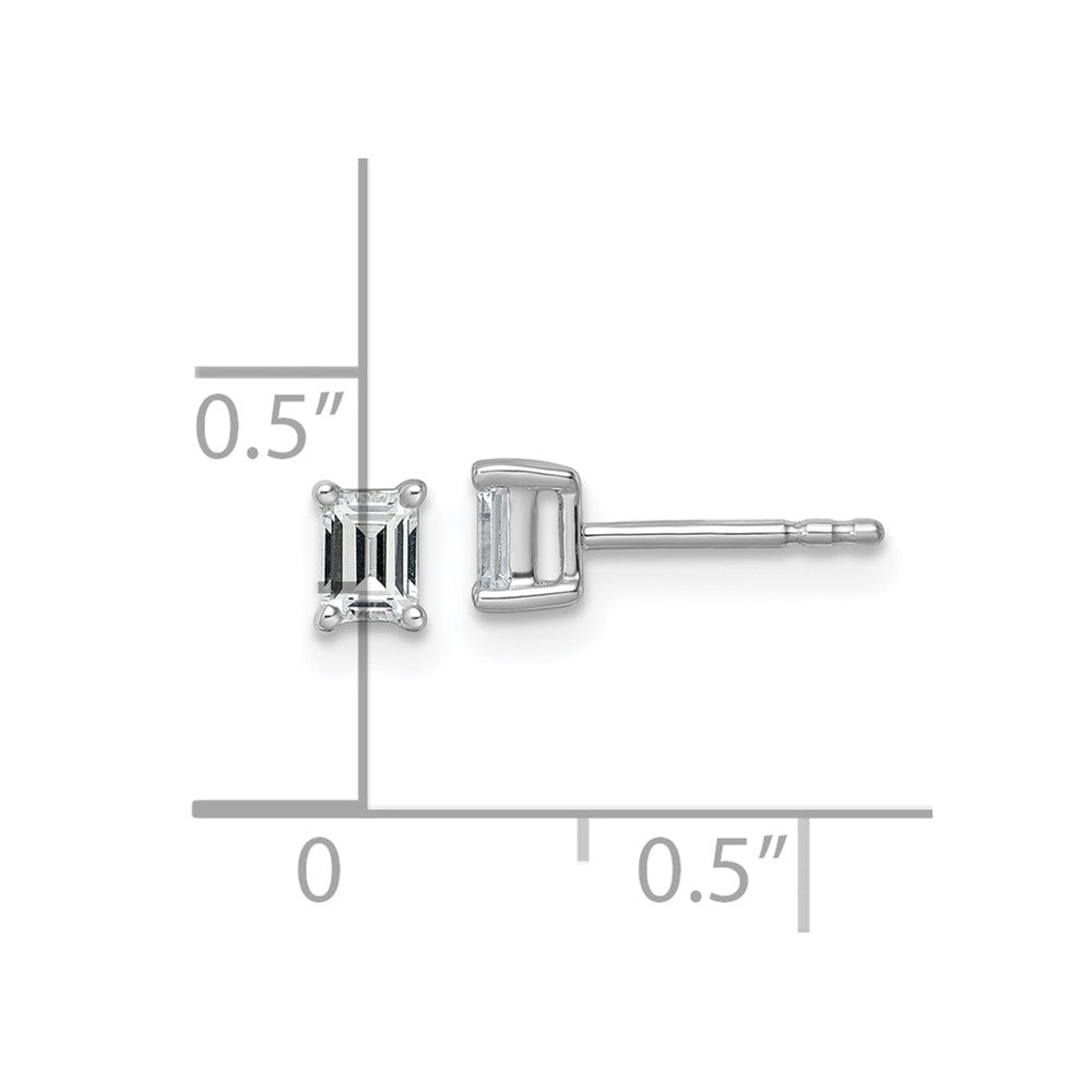 14k White Gold 1/2 Ct. Lab Grown Diamond VS/SI+ G+ Emerald Complete Solitare Stud Post Earrings