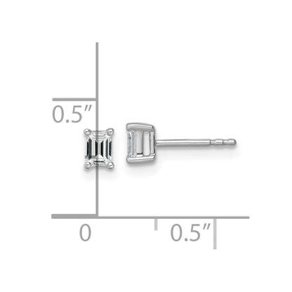 14k White Gold 1/2 Ct. Lab Grown Diamond VS/SI+ G+ Emerald Complete Solitare Stud Post Earrings