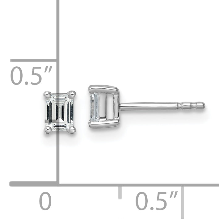 14K White Gold 1/2 Ctw Certified Lab Grown Diamond Vs+ F+ Emerald 4 Prong Heavy Wt. Stud Earrings