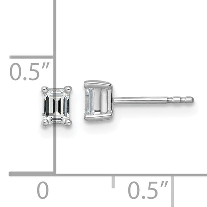 14K White Gold 1/2 Ctw Certified Lab Grown Diamond Vs+ F+ Emerald 4 Prong Heavy Wt. Stud Earrings