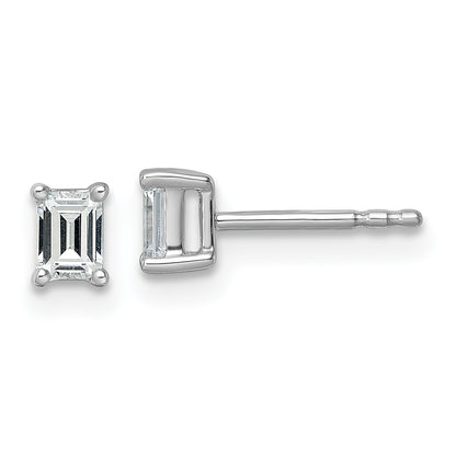 14K White Gold 1/2 Ctw Certified Lab Grown Diamond Vs+ F+ Emerald 4 Prong Heavy Wt. Stud Earrings