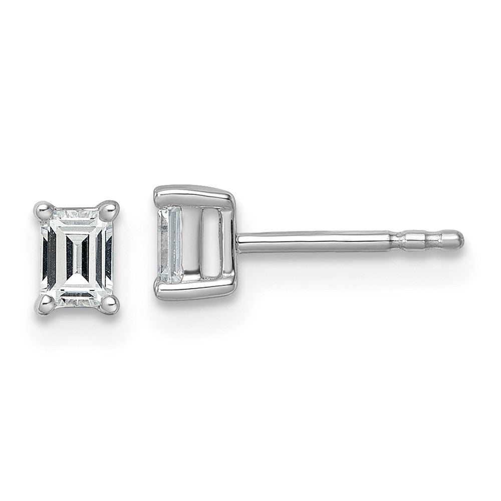 14k White Gold 1/2 Ct. Lab Grown Diamond VS/SI+ G+ Emerald Complete Solitare Stud Post Earrings