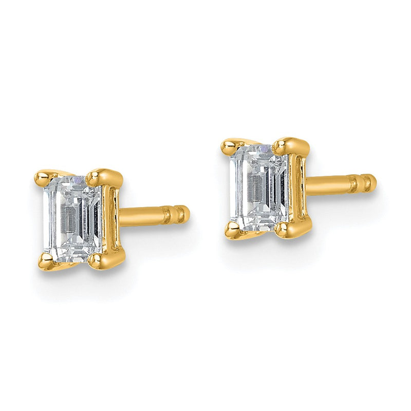 14k Yellow Gold 1/2 Ct. Certified Lab Grown Diamond VS/SI+ G+ Emerald Complete Solitare Stud Post Earrings