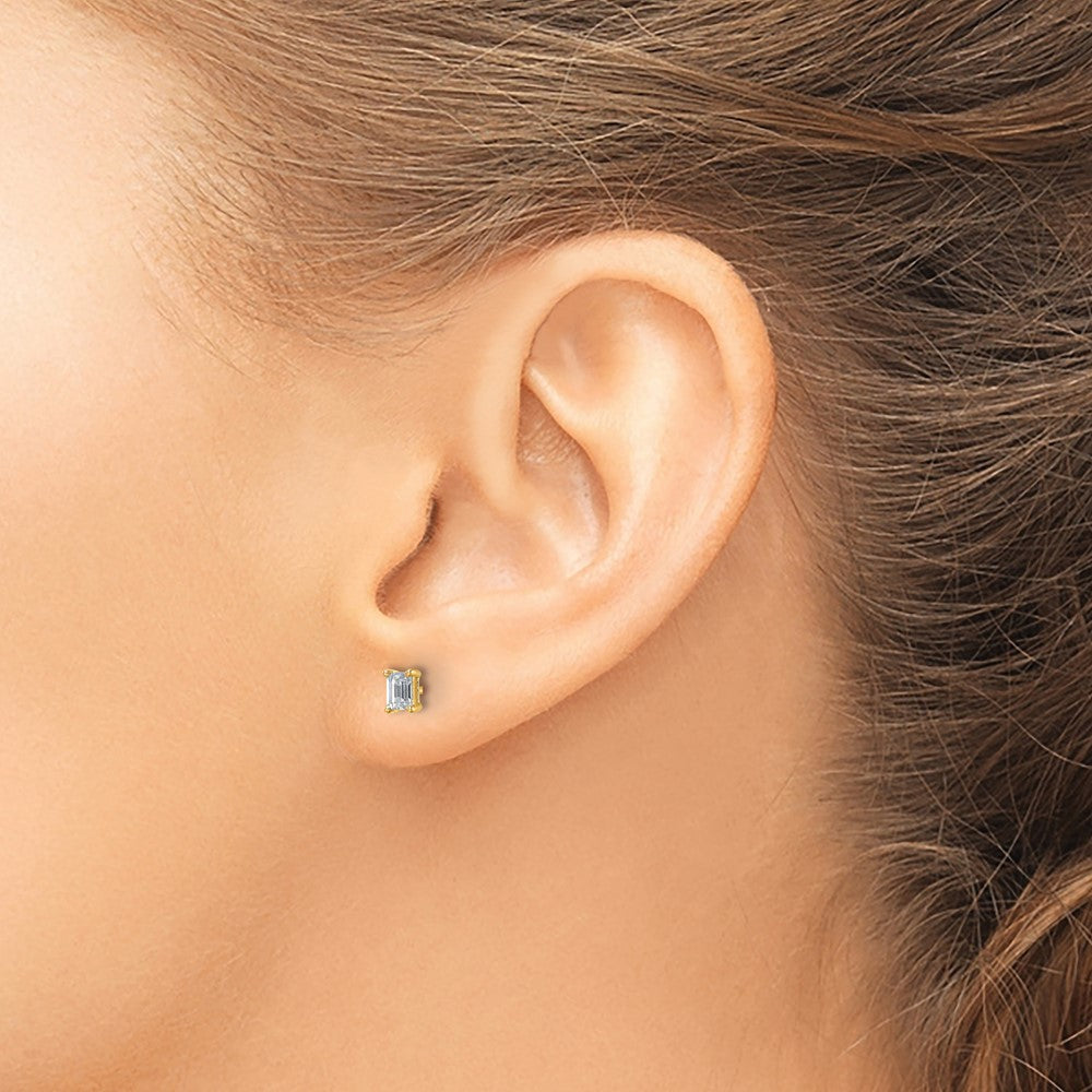 14k Yellow Gold 1/2 ctw Lab Grown Diamond VS/SI+ G+ Emerald 4 Prong Heavy Wt. Stud Earrings