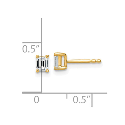 14k Yellow Gold 1/2 Ct. Lab Grown Diamond VS/SI+ G+ Emerald Complete Solitare Stud Post Earrings