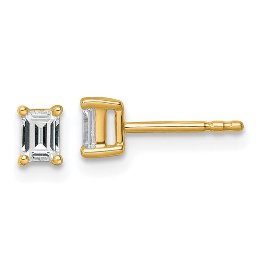 14k Yellow Gold 1/2 Ct. Lab Grown Diamond VS/SI+ G+ Emerald Complete Solitare Stud Post Earrings