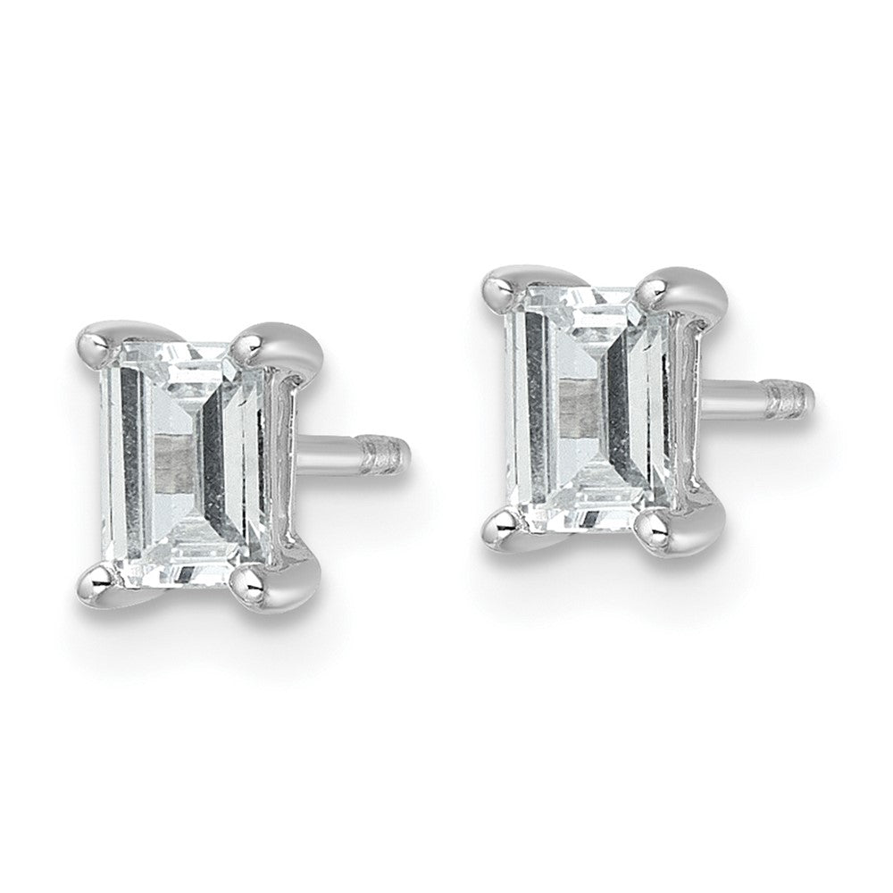 14k White Gold 1 ctw Lab Grown Diamond VS/SI+ G+ Emerald 4 Prong Heavy Wt. Stud Earrings
