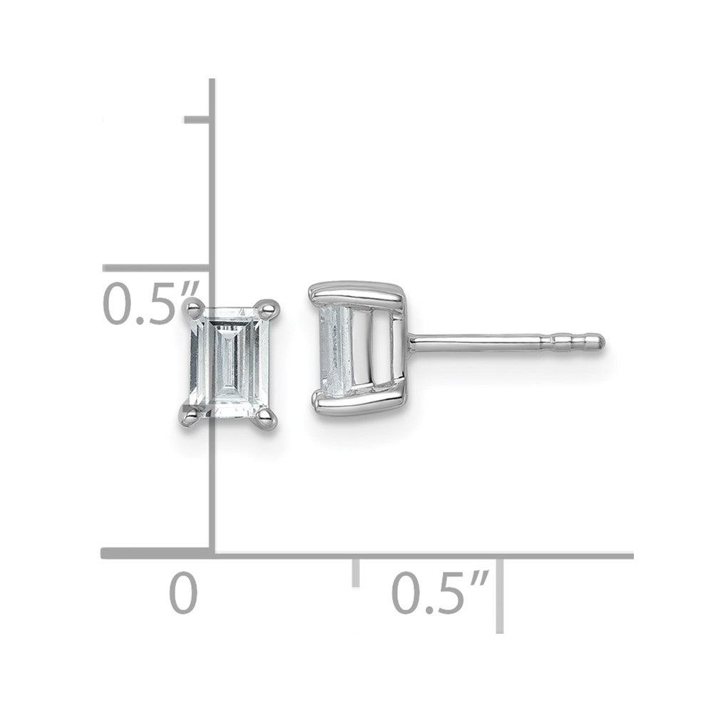 14K White Gold 1 Ctw Certified Lab Grown Diamond Vs+ F+ Emerald 4 Prong Heavy Wt. Stud Earrings