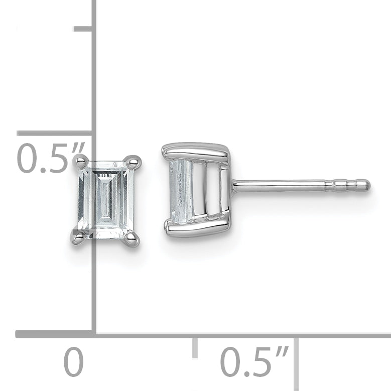 14K White Gold 1 Ctw Lab Grown Diamond Vs+ F+ Emerald 4 Prong Heavy Wt. Stud Earrings