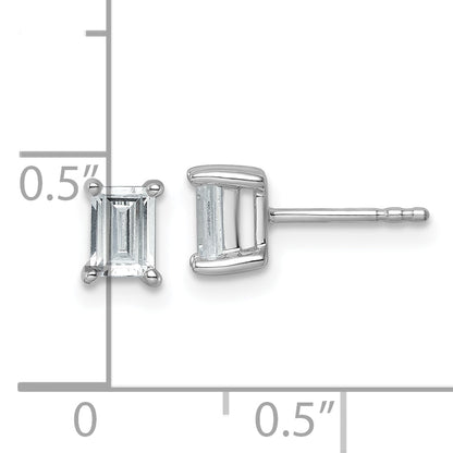 14K White Gold 1 Ctw Lab Grown Diamond Vs+ F+ Emerald 4 Prong Heavy Wt. Stud Earrings