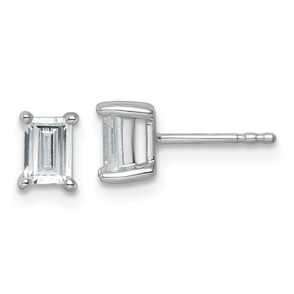 14K White Gold 1 Ctw Certified Lab Grown Diamond Vs+ F+ Emerald 4 Prong Heavy Wt. Stud Earrings