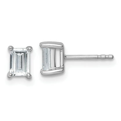 14K White Gold 1 Ctw Lab Grown Diamond Vs+ F+ Emerald 4 Prong Heavy Wt. Stud Earrings