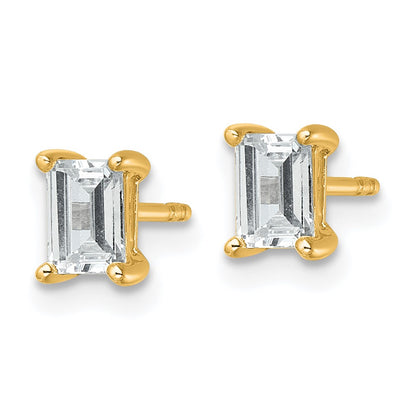 14k Yellow Gold 1 ctw Lab Grown Diamond VS/SI+ G+ Emerald 4 Prong Heavy Wt. Stud Earrings